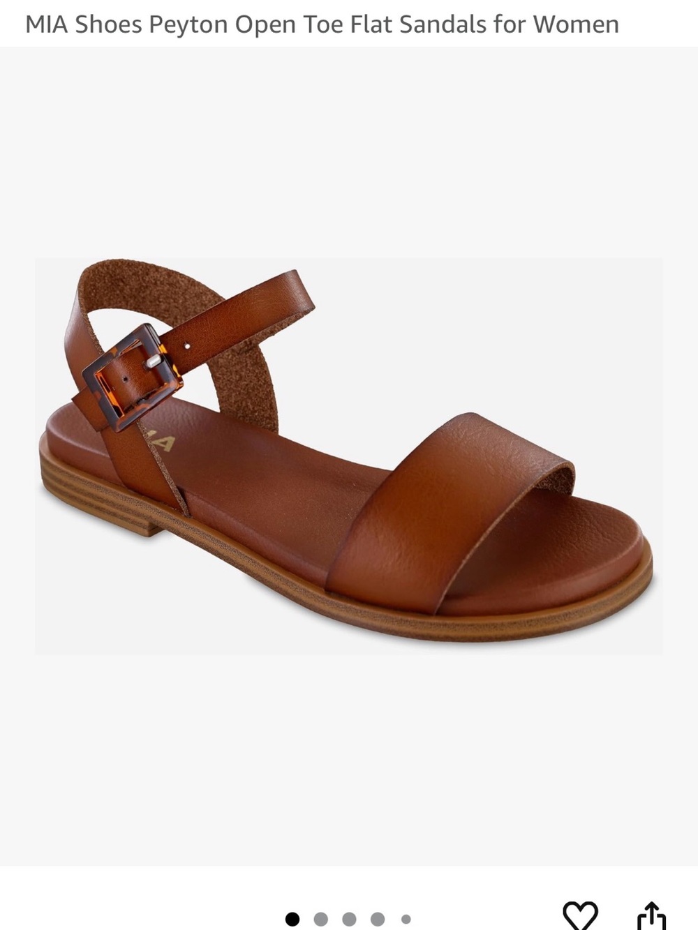 MIA Leather Ankle-Strap Flat Sandal in Cognac